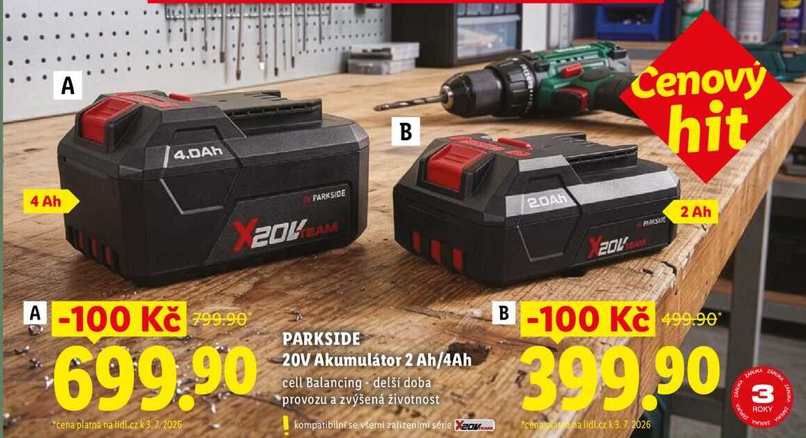 PARKSIDE 20V Akumulátor 2 Ah/4Ah