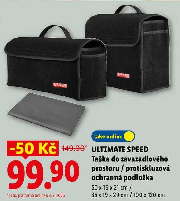 ULTIMATE SPEED Taška do zavazadlového prostoru / protiskluzová ochranná podložka 