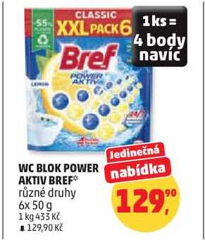 WC BLOK POWER AKTIV BREF různé druhy, 6x 50 g