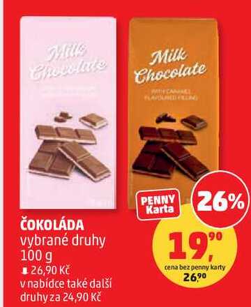 ČOKOLÁDA vybrané druhy, 100 g