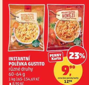 INSTANTNÍ POLÉVKA GUSTITO různé druhy, 60-64 g