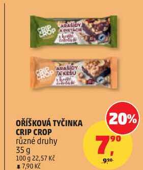 OŘÍŠKOVÁ TYČINKA CRIP CROP různé druhy, 35g  