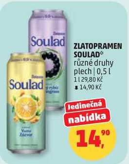 ZLATOPRAMEN SOULAD různé druhy plech, 0,5 l