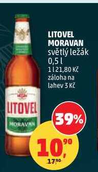 LITOVEL MORAVAN světlý ležák, 0,5 l v akci