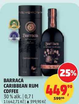 BARRACA CARIBBEAN RUM COFFEE 30% alk., 0,7 l
