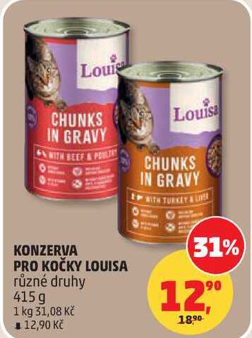 KONZERVA PRO KOČKY LOUISA různé druhy, 415 g