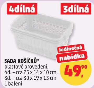SADA KOŠÍČKŮ 3d. cca 30 x 19 x 13 cm, 1 balení