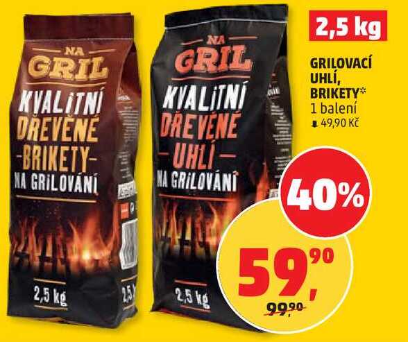 GRILOVACÍ UHLÍ, BRIKETY, 1 balení