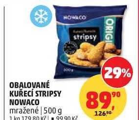 OBALOVANÉ KUŘECÍ STRIPSY NOWACO mražené, 500 g