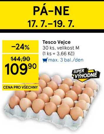 Tesco Vejce, 30 ks, velikost M 