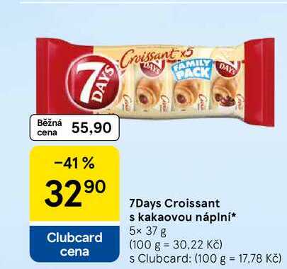 7Days Croissant s kakaovou náplní, 5x 37 g