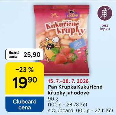 Pan Křupka Kukuřičné křupky jahodové, 90 g 