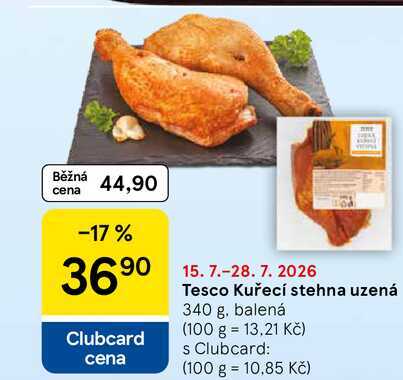 Tesco Kuřecí stehna uzená, 340 g, balená
