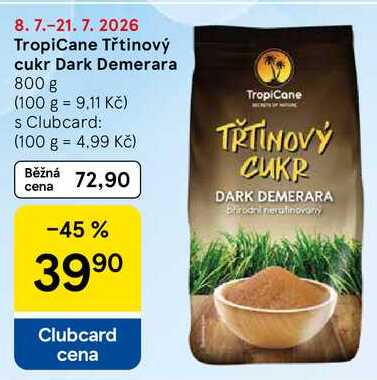 TropiCane Třtinový cukr Dark Demerara, 800 g