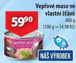 Vepřové maso ve vlastní šťávě, 400 g  