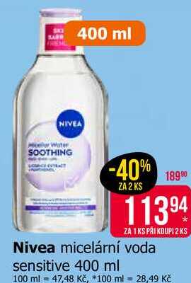 Nivea micelární voda sensitive 400 ml