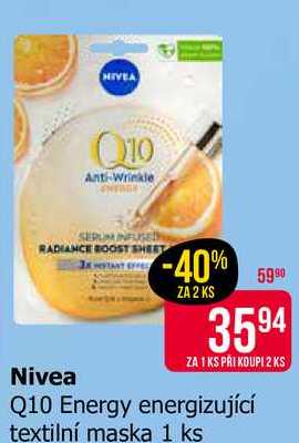 NIVEA Q10 Energy energizující textilní maska 1 ks