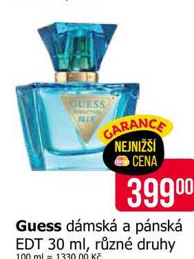 Guess dámská a pánská EDT 30 ml, různé druhy