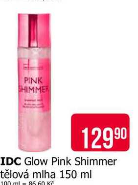 IDC Glow Pink Shimmer tělová mlha 150 ml