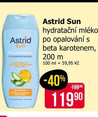 Astrid Sun hydratační mléko po opalování s beta karotenem, 200 ml