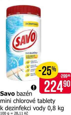 Savo bazén mini chlorové tablety k dezinfekci vody 0,8 kg