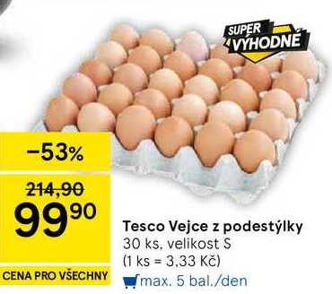 Tesco Vejce z podestýlky, 30 ks, velikost S