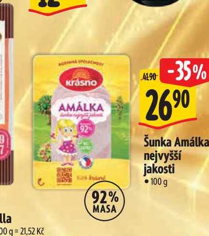 Šunka Amálka nejvyšší jakosti 100 g