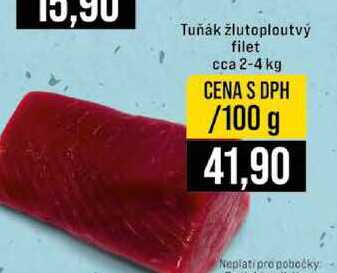 Tuňák žlutoploutvý filet cca 2-4 kg 100g