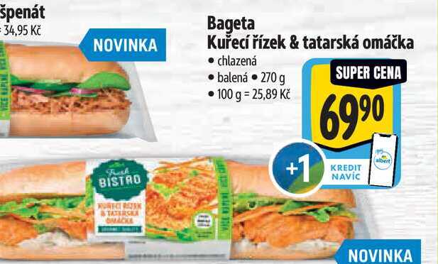 Bageta Kuřecí řízek & tatarská omáčka 270 g