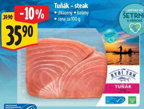 Tuňák - steak, cena za 100 g