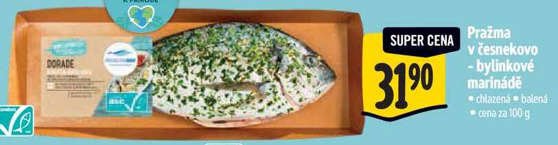 Pražma v česnekovo - bylinkové marinádě, cena za 100 g
