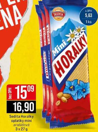 Sedita Horalky oplatky mini arašidové 3 x 27 g