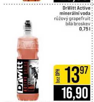 DrWitt Active minerální voda růžový grapefruit bila broskev 0,75l