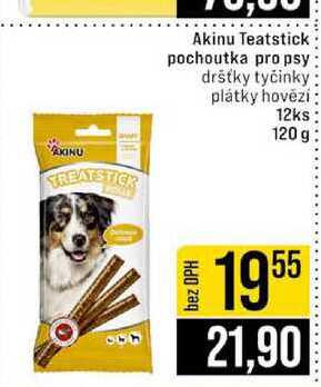 Akinu Teatstick pochoutka pro psy dršťky tyčinky plátky hovězí 12ks 120 g