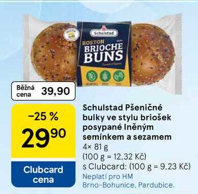 Schulstad Pšeničné bulky ve stylu briošek posypané Iněným semínkem a sezamem, 4× 81 g 