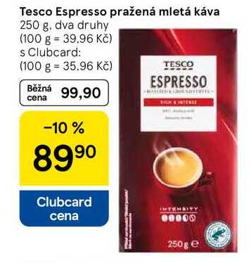 Tesco Espresso pražená mletá káva, 250 g