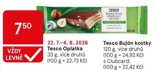 Tesco Oplatka, 33 g, více druhů