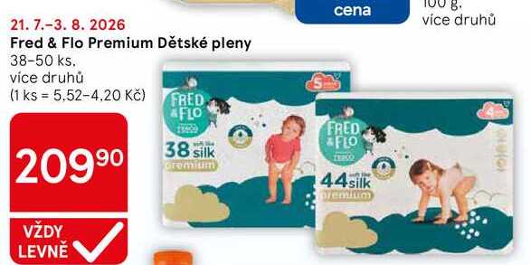 Fred & Flo Premium Dětské pleny, 38-50 ks, více druhů