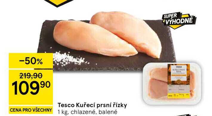 Tesco Kuřecí prsní řízky, 1 kg, chlazené