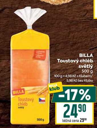 BILLA klub Toustový chléb 500g