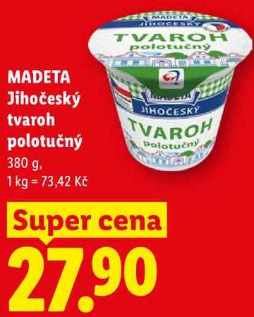 MADETA Jihočeský tvaroh polotučný, 380 g
