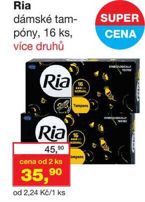 Ria dámské tampóny, 16 ks více druhů
