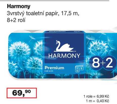 Harmony 3vrstvý toaletní papír 8+2 roli