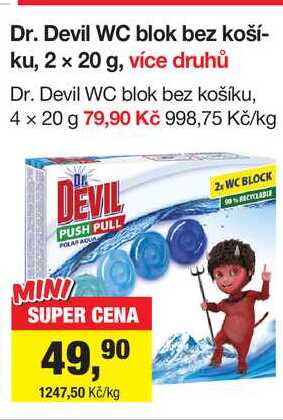 Dr. Devil WC blok bez košíku 2x20g