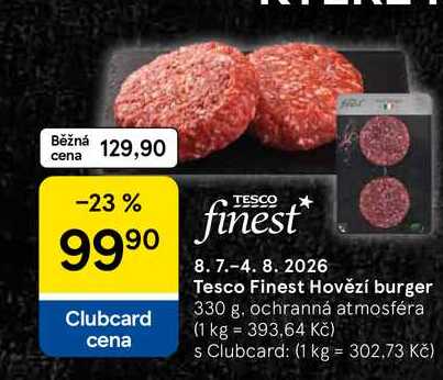 Tesco Finest Hovězí burger, 330 g
