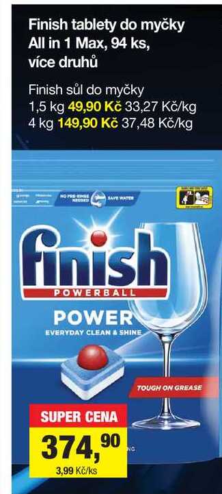 Finish tablety do myčky All in 1 Max, 94 ksGREASE