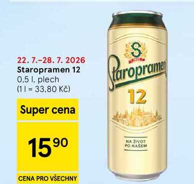 Staropramen 12, 0,5 l, plech