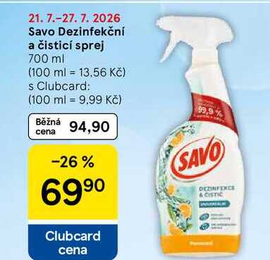 Savo Dezinfekční a čisticí sprej, 700 ml
