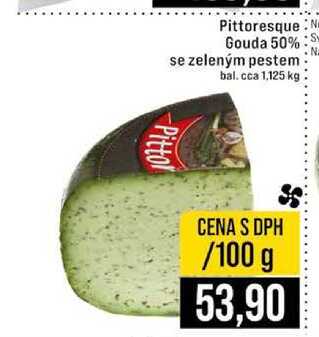 Pittoresque Gouda 50% se zeleným pestem bal. cca 1,125 kg 100g