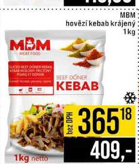 MBM hovězí kebab krájený 1kg